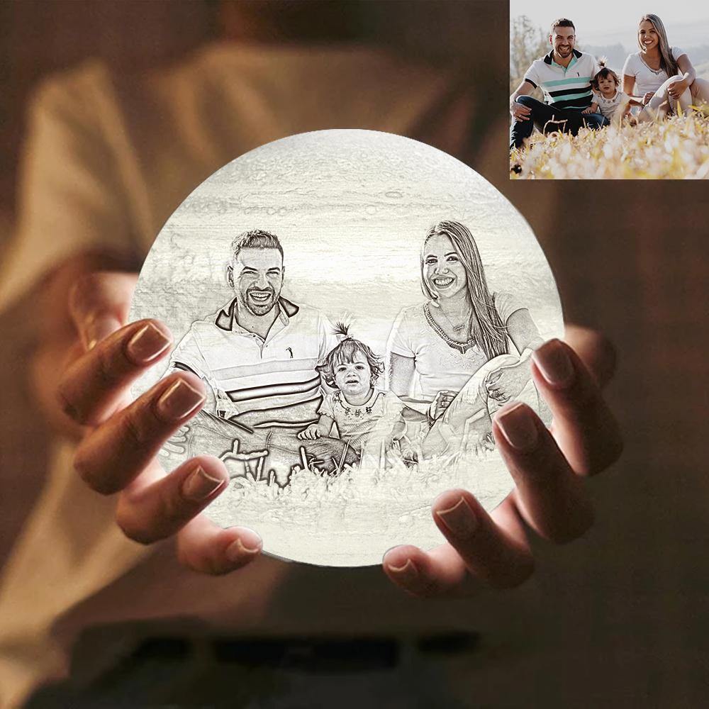 Custom Engraved 3D Printing Photo Jupiter Lamp | Tap to Convert 3 Colors - MyPhotoWalletAU