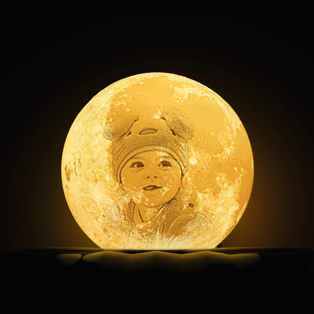 Custom Engraved 3D Printing Photo Moon Lamp | Touch to Convert 2 Colors | Baby Gift - MyPhotoWalletAU
