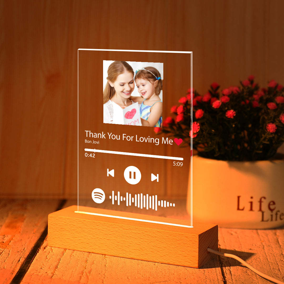 Gifts For Mum Custom Spotify Glass Photo Scannable Music Plaque Personalized Gift For Her