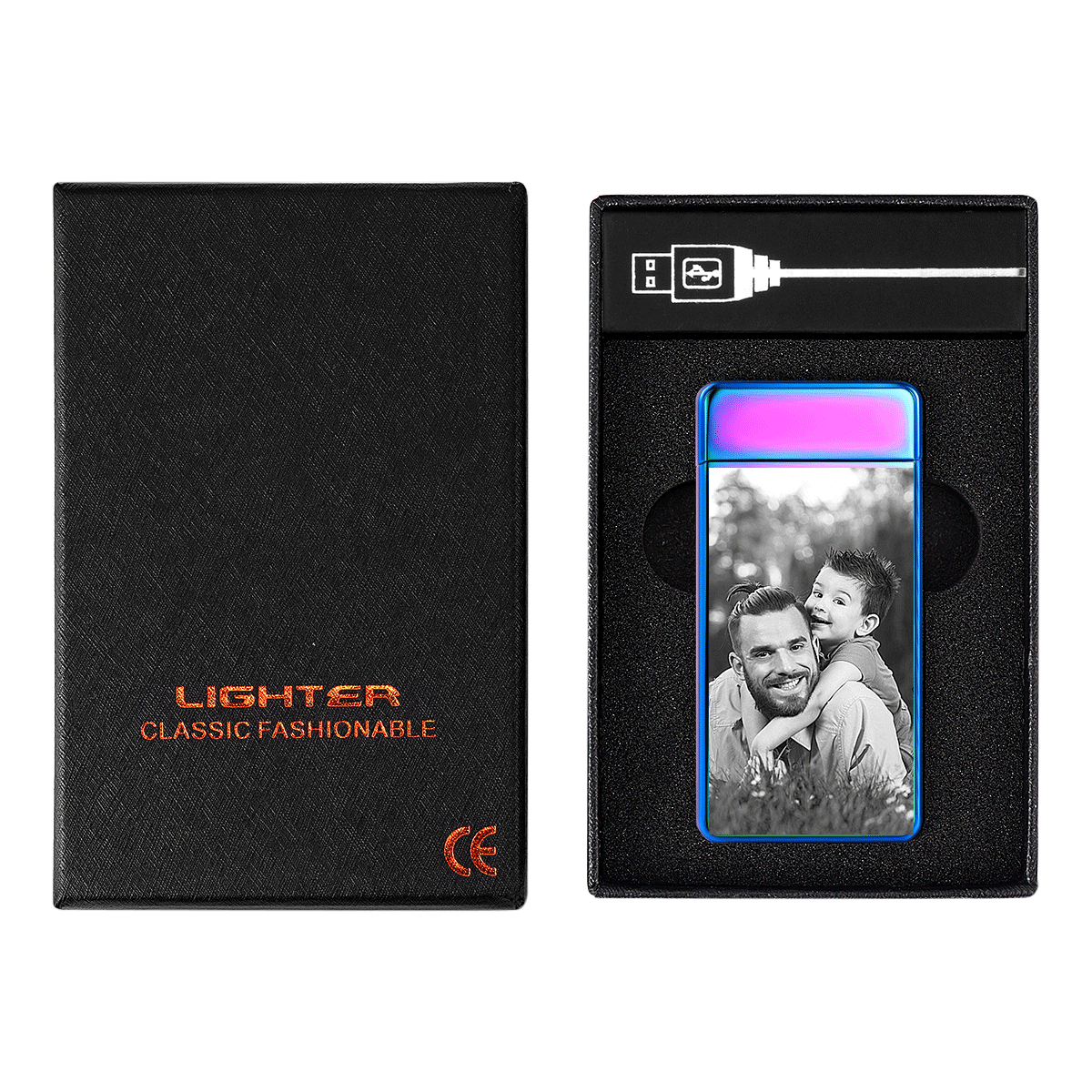 Custom Photo Engraved Lighter | Electronic Cigarette Lighter | Purple - MyPhotoWalletAU