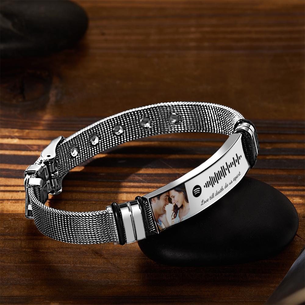 Gift for Him Photo Bracelet Spotify Code Bracelet Metal Bracelet Scannble Music Gift - myphotowalletau