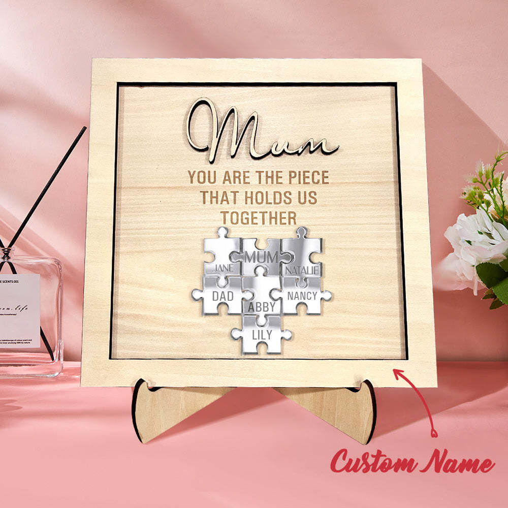 You Are the Piece That Holds Us Together Personalized Mum Puzzle Plaque Mother's Day Gift - myphotowalletau