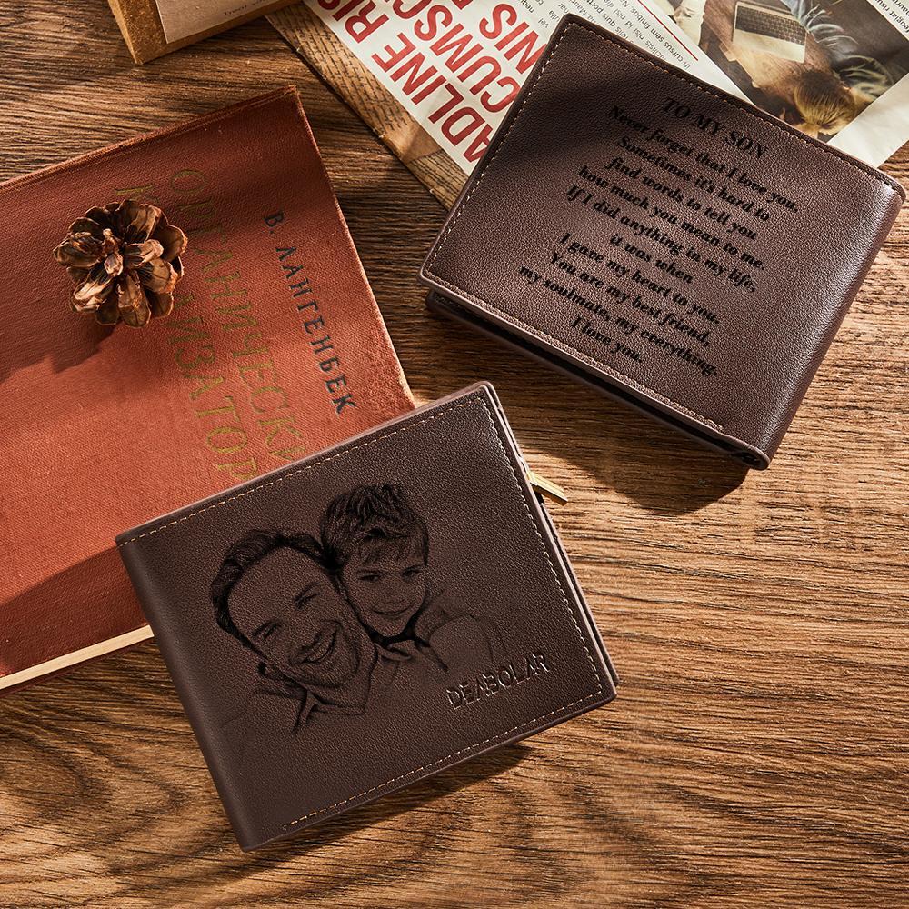 Father's Day Gifts To My Dad Love Personalized Photo Wallet Leather Wallet Engraved Wallet To My Son To My Brother - myphotowalletau