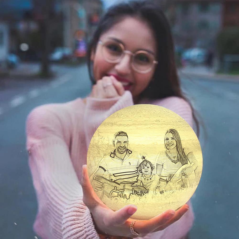 Custom Engraved 3D Printing Photo Jupiter Lamp | Touch to Convert 2 Colors - MyPhotoWalletAU