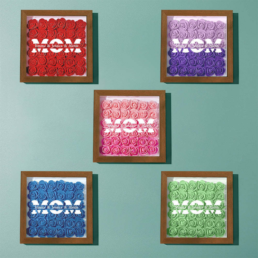 Custom Name Flower Shadow Box Frame Mother's Day Gift - myphotowalletau
