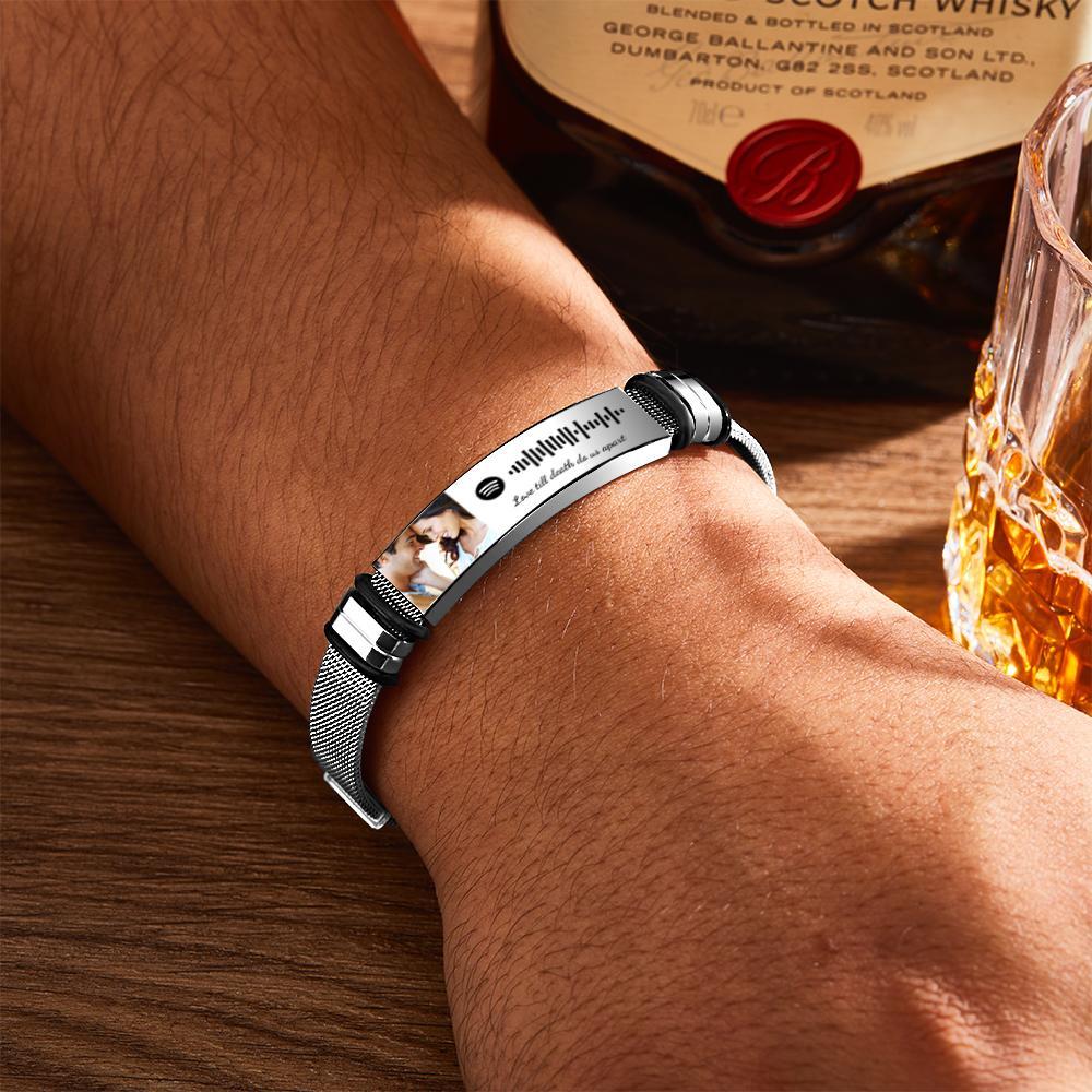 Gift for Him Photo Bracelet Spotify Code Bracelet Metal Bracelet Scannble Music Gift - myphotowalletau