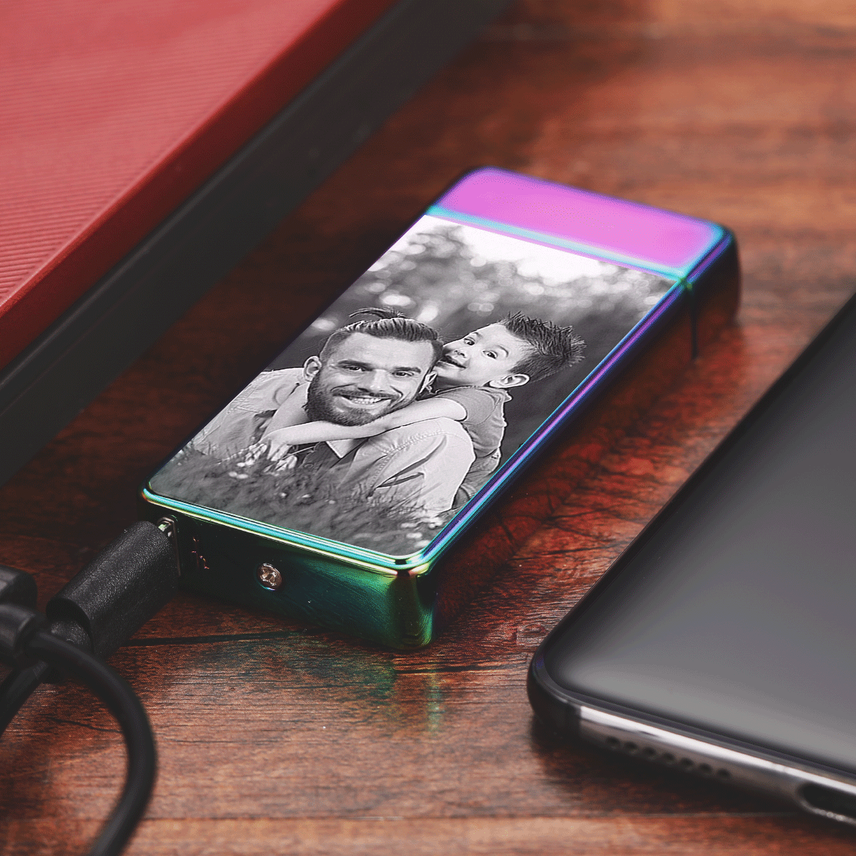 Custom Photo Engraved Lighter | Electronic Cigarette Lighter | Purple - MyPhotoWalletAU