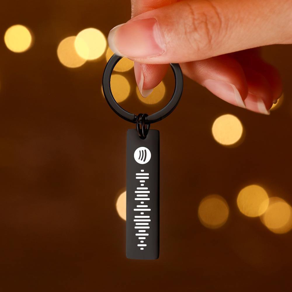 Custom Scannable Spotify Code Keychain Stainless Steel Black - MyPhotoWalletAU