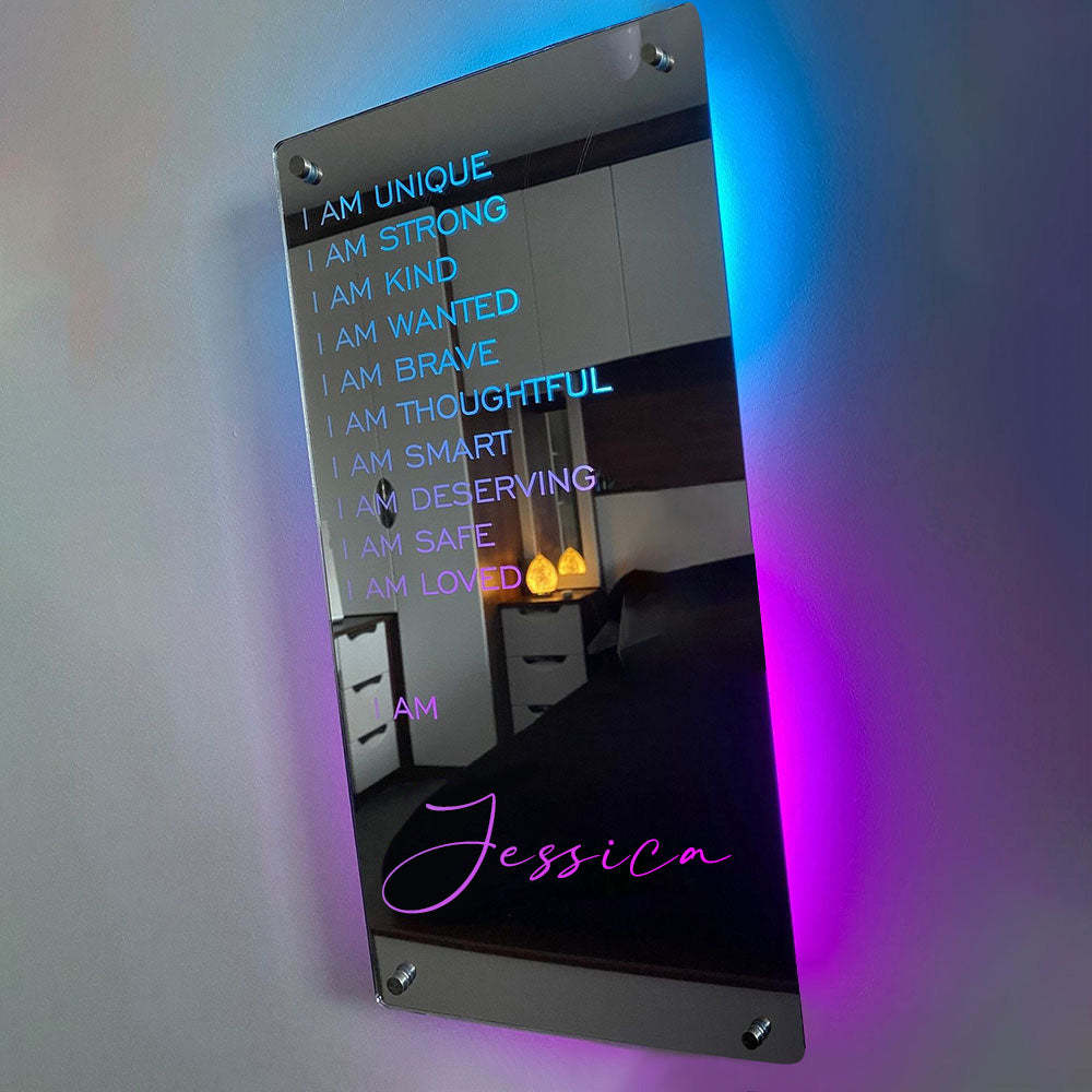 Affirmations Mirror - I Am Mirror Light Colorful Bedroom Lamp - myphotowalletau