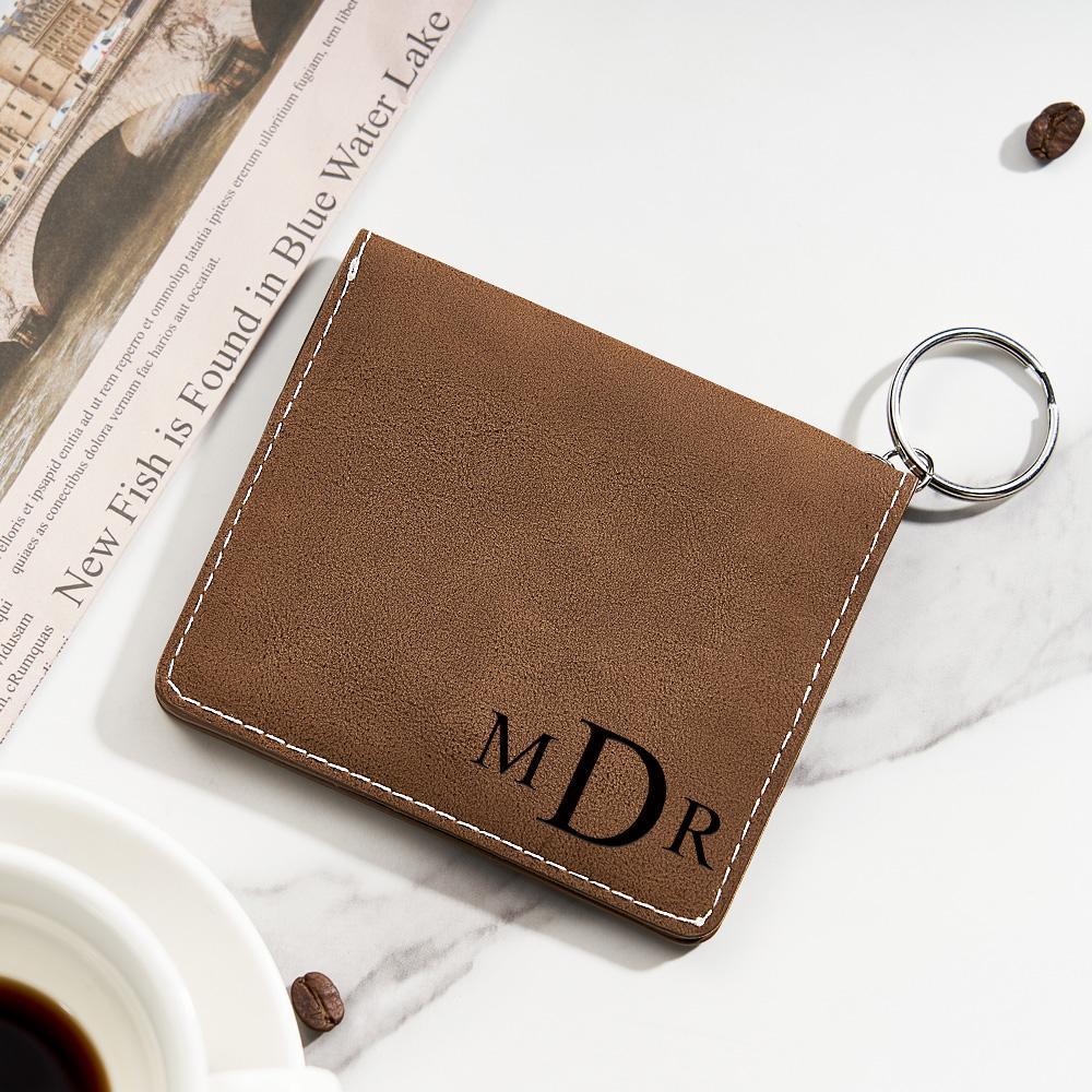 Custom Engraved Wallet Colorful ID Holder Leather Keychain Gifts - myphotowalletau