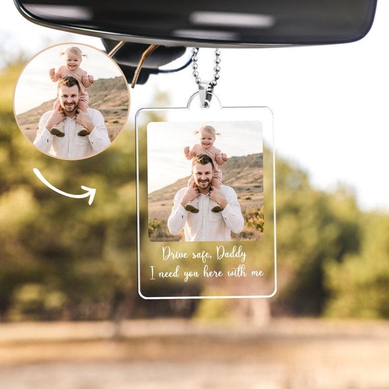 Custom Photo Car Ornament, Car Hanging, Custom Gift for Dad, Rear View