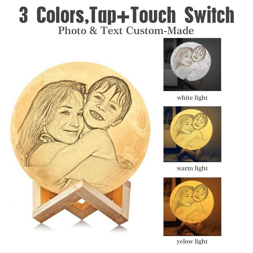 Custom 3D Printing Photo Moon Lamp With Your Text - Touch Two Colors(10cm-20cm) - MyPhotoWalletAU