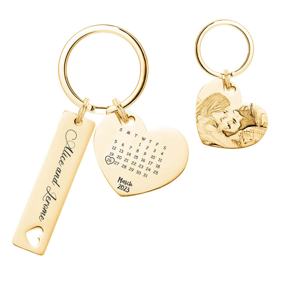 Custom Photo Calendar Keychain Personalized Save The Date Keychain Gift for Lover - myphotowalletau