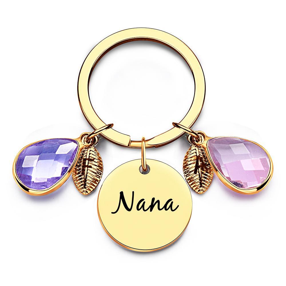 Custom Engraved Birthstone Keychain Leaf Delicate Gifts - myphotowalletau