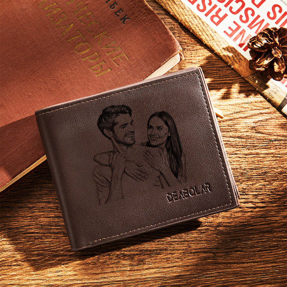 Gifts for Him To My Man Love Personalized Photo Wallet Leather Wallet Engraved Wallet Boyfriend Husband