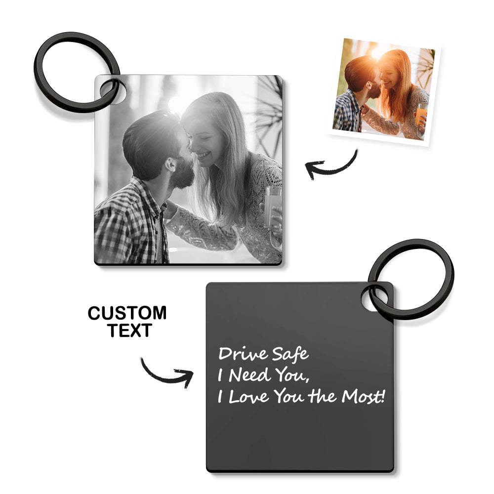 Gift for Him Custom Photo Keychain Drive Safe Keychain Metal Stainless Steel Keychain Photo Keyring - myphotowalletau