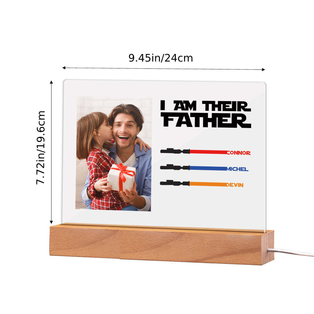 Personalized I Am Their Father Night Light Photo Acrylic Light Saber Plaque Father's Day Gifts - myphotowalletau