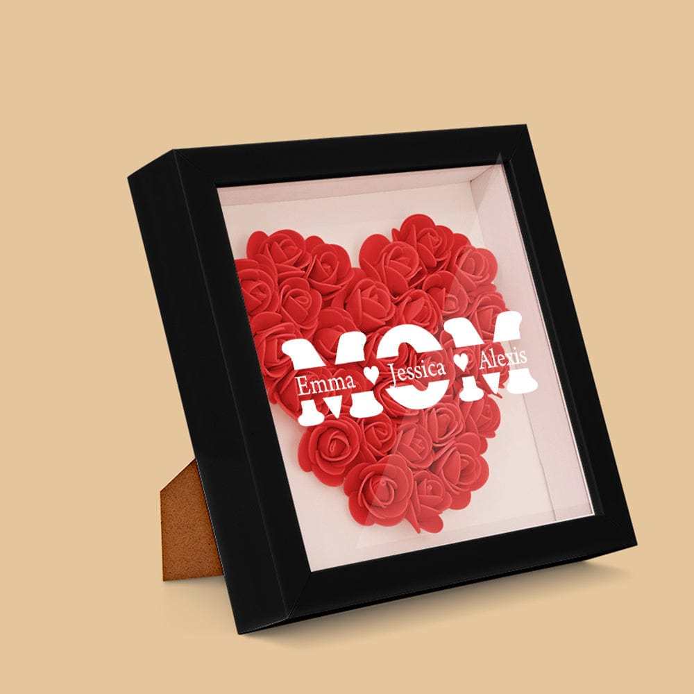 Personalized Flower Shadow Box With 3 Names Mother's Day Gifts for Mom - myphotowalletau