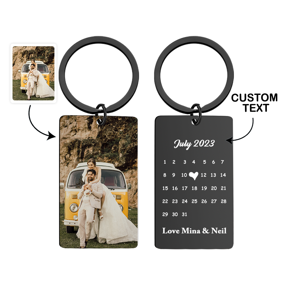 Anniversary Gift Custom Photo Keychain Personalized Calendar Keychain Save the Date Calendar Gift - myphotowalletau