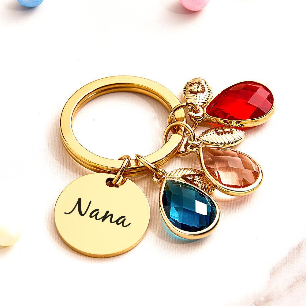 Custom Engraved Birthstone Keychain Leaf Delicate Gifts - myphotowalletau