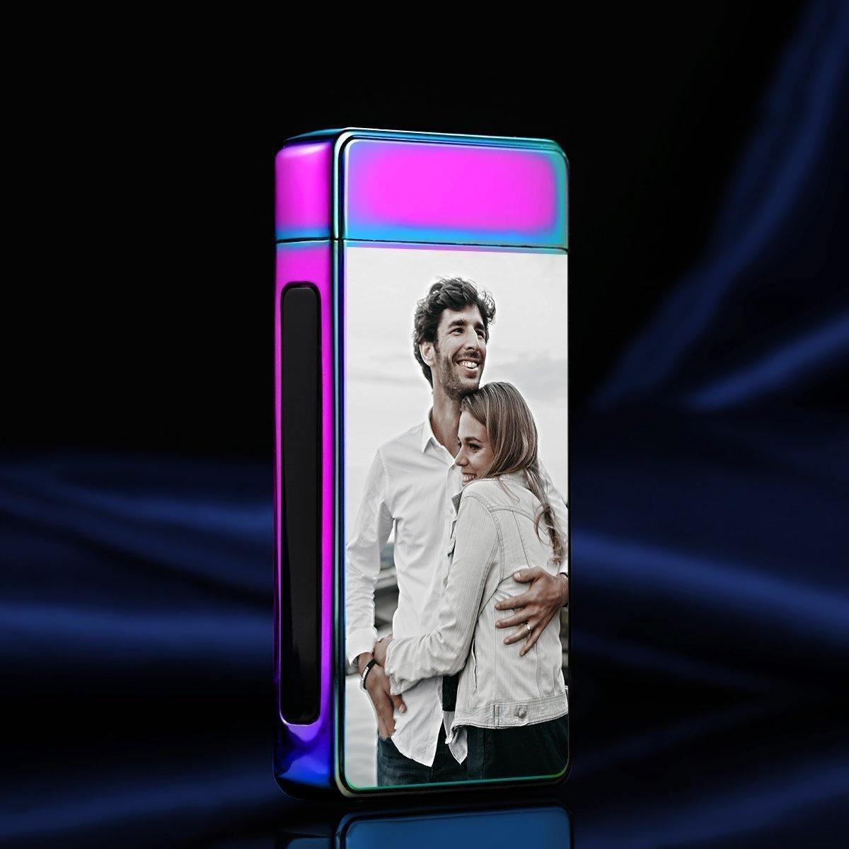Custom Photo Engraved Lighter Color Printing | Electronic Cigarette Lighter | Purple - MyPhotoWalletAU