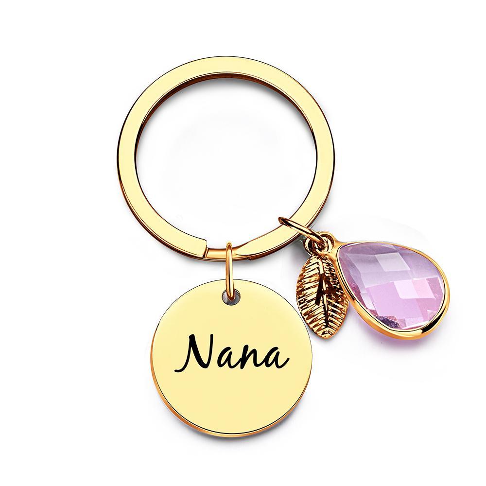 Custom Engraved Birthstone Keychain Leaf Delicate Gifts - myphotowalletau