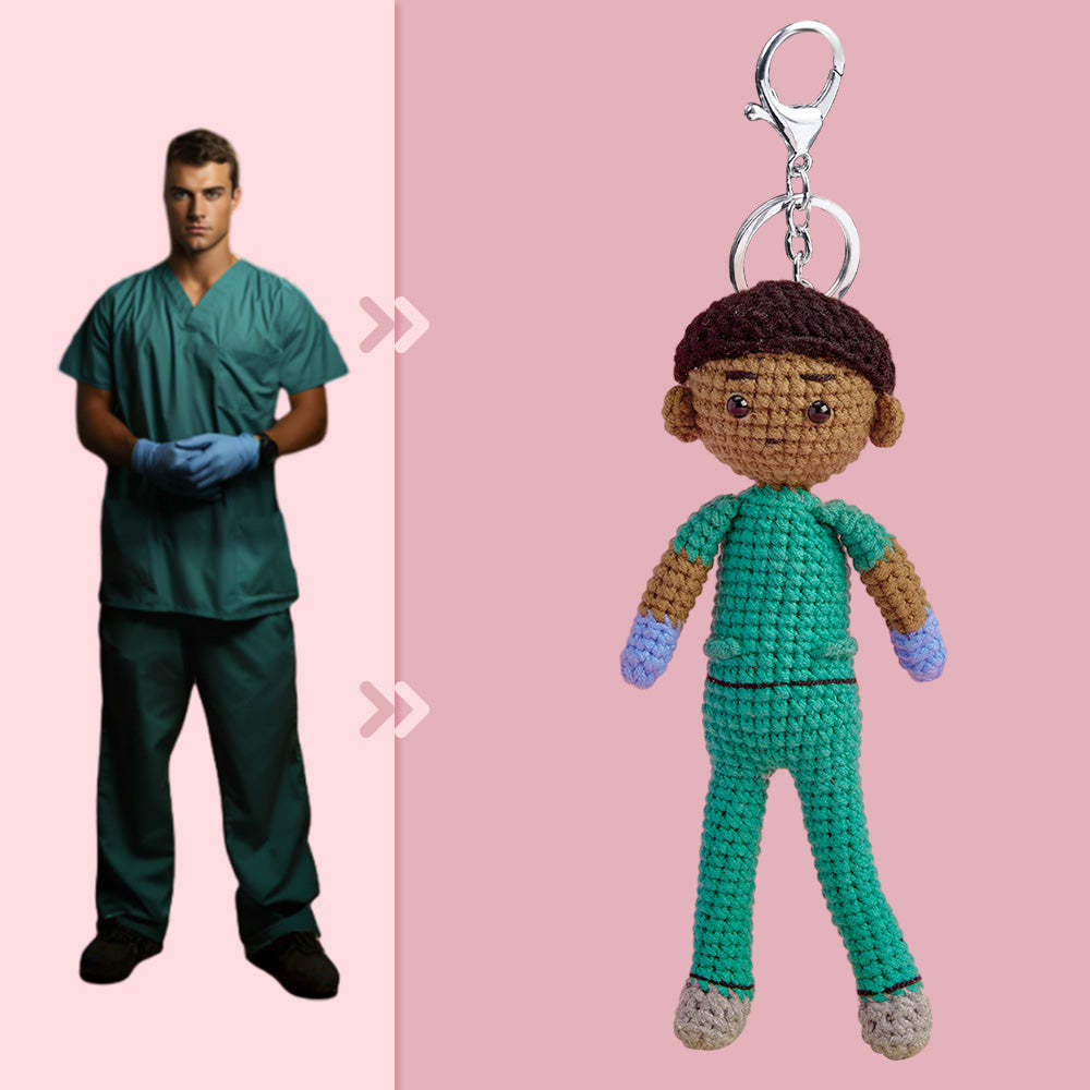Full Body Customizable 1 Person Custom Crochet Doll Personalized Gifts Handwoven Mini Dolls - Scrubs - myphotowalletau