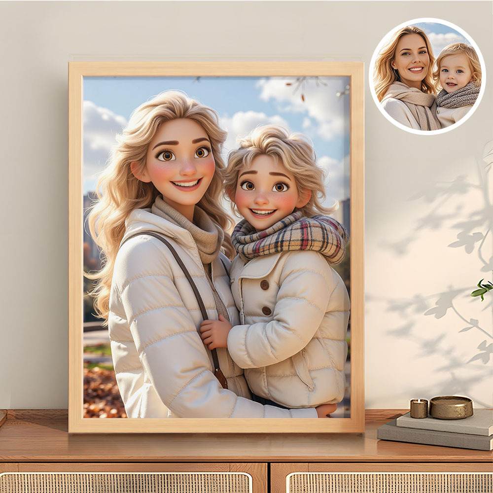 Mother's Day Gifts Personalized Cartoon Couple Portrait Photo Frame