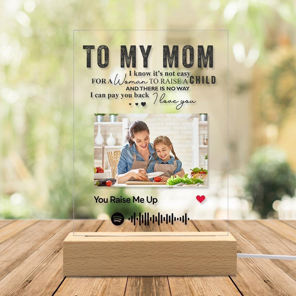 To My Mom - Personalized Spotify Code Music Plaque Night Light(5.9in x 7.7in) - MyPhotoWalletAU
