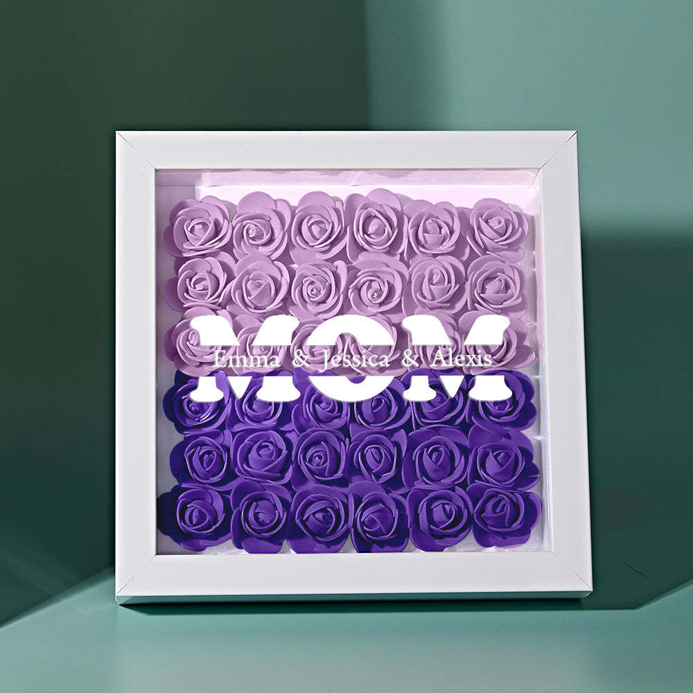 Custom Name Flower Shadow Box Frame Mother's Day Gift - myphotowalletau