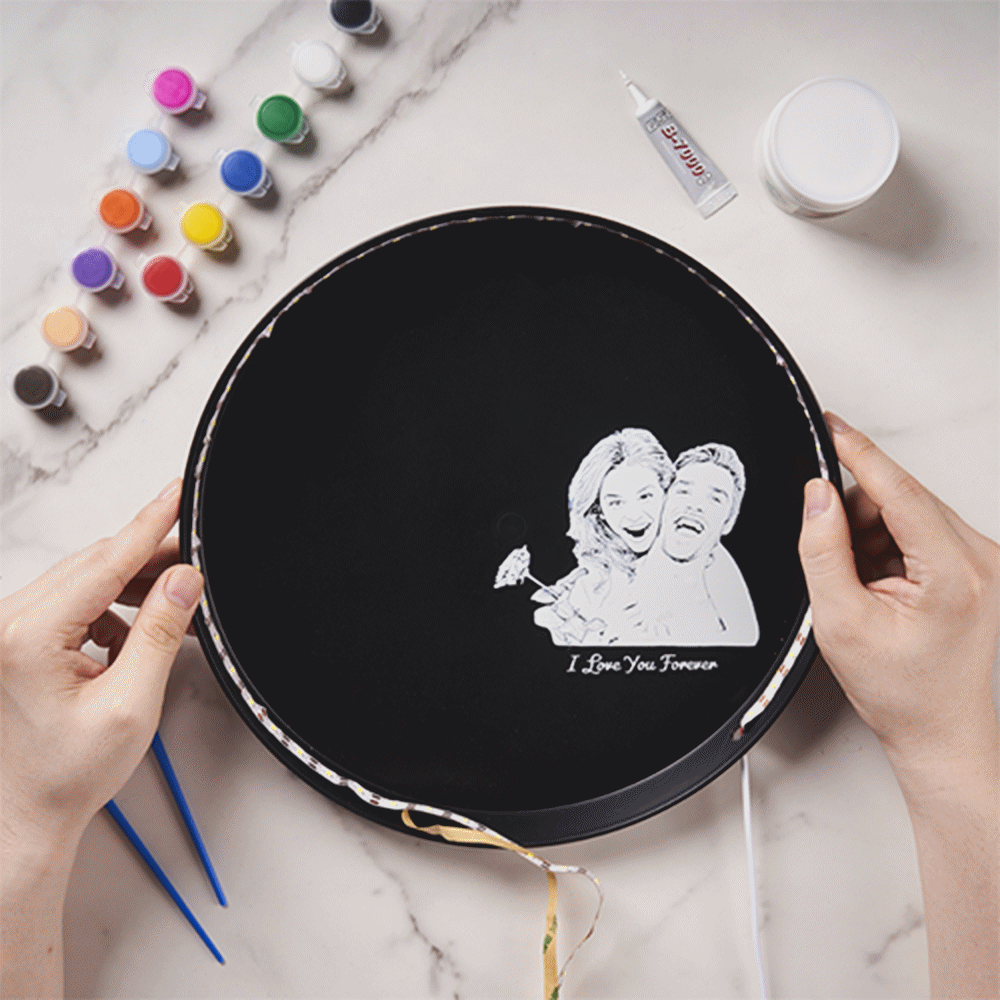 Personalized Photo Moon Lamp With Text DIY Clay Color Paint Night Light For Couples - MadeMineAU