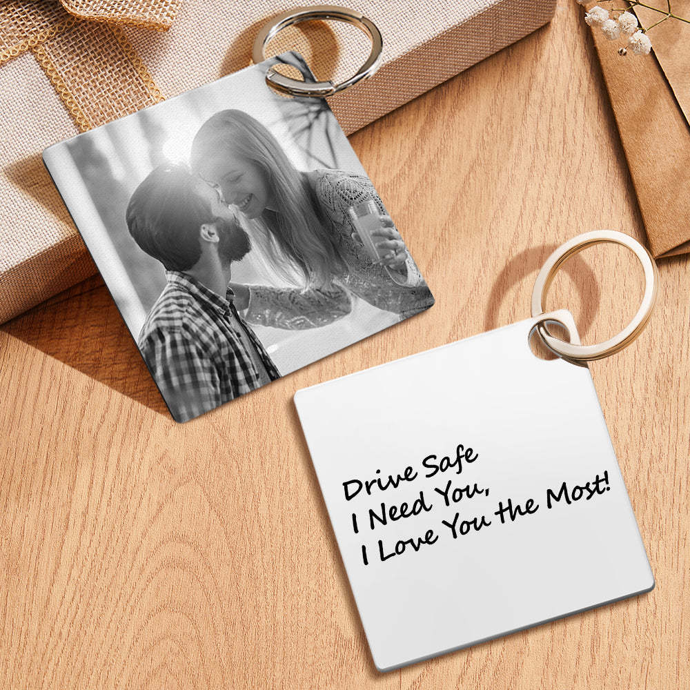 Gift for Him Custom Photo Keychain Drive Safe Keychain Metal Stainless Steel Keychain Photo Keyring - myphotowalletau