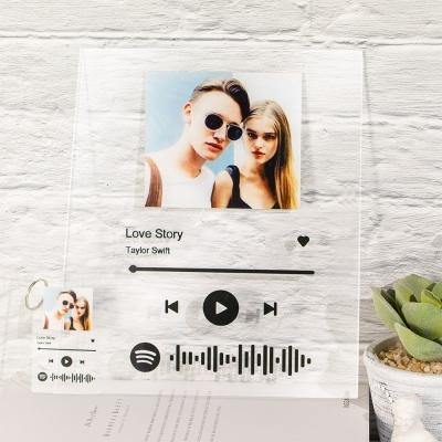 Custom Spotify Glass Music Plaque With A Free Same Keychain - MyPhotoWalletAU