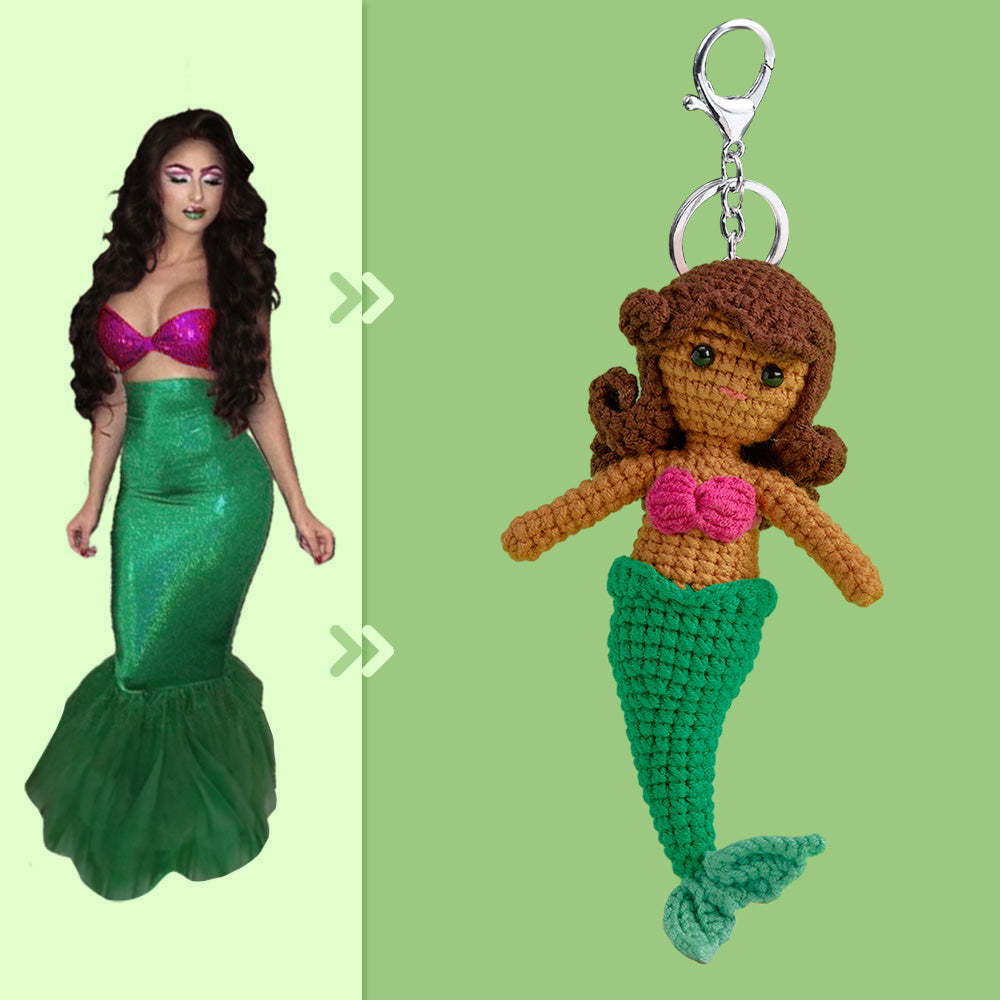 Full Body Customizable 1 Person Custom Crochet Doll Personalized Gifts Handwoven Mini Dolls - Mermaid - myphotowalletau