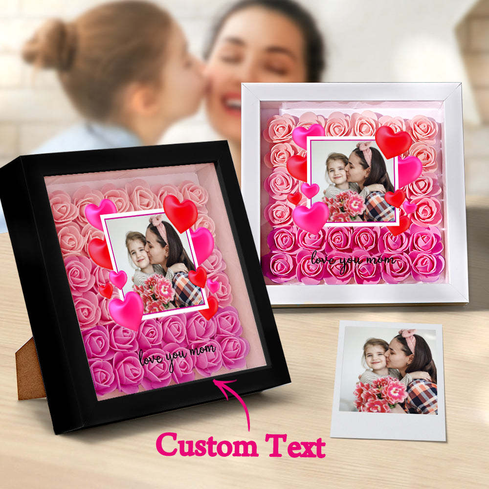 Custom Photo Flower Shadow Box Personalized Gradient Pink Flower Shadowbox Frame Gift for Mom - myphotowalletau
