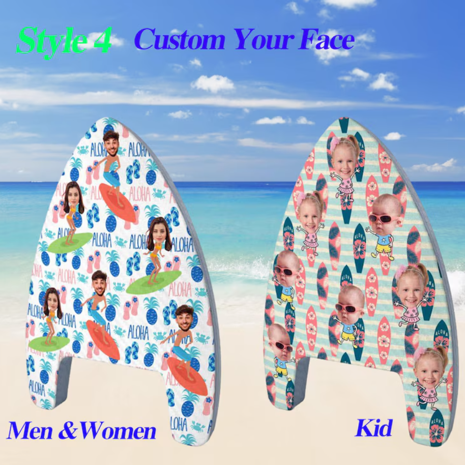 Custom Photo Face Swim Kickboard, Personalized Kids Swimming Aid - 