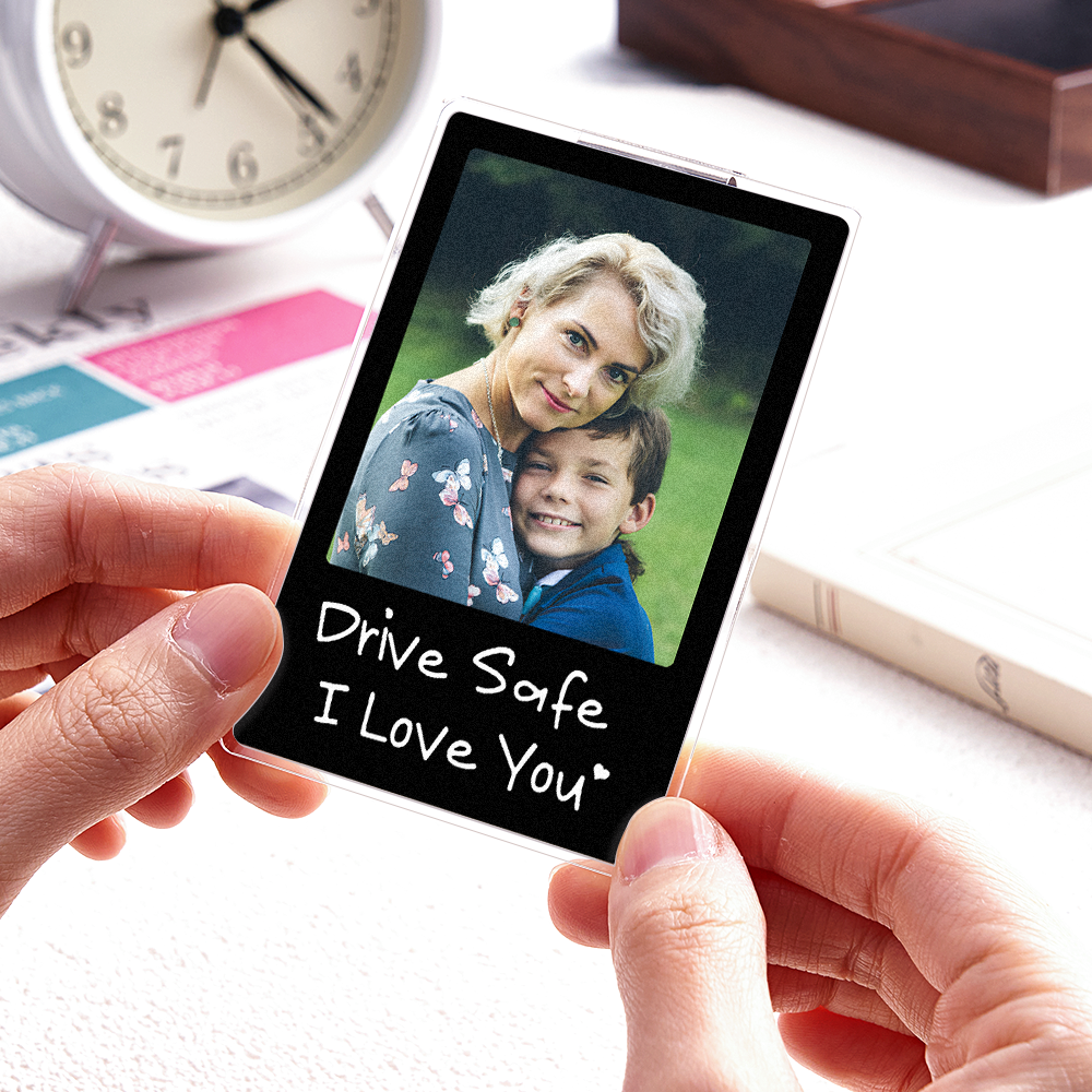 Father's Day Gifts - Drive safe I Love You - Photo Car Visor Clip, Personalized Photo Car Decoration, Polaroid Photo for Car, Gifts for dad, Presents for fathers, Gifts for your father, Gift items for dad, Gift for him - Personalized Photo Car Visor Clip - 