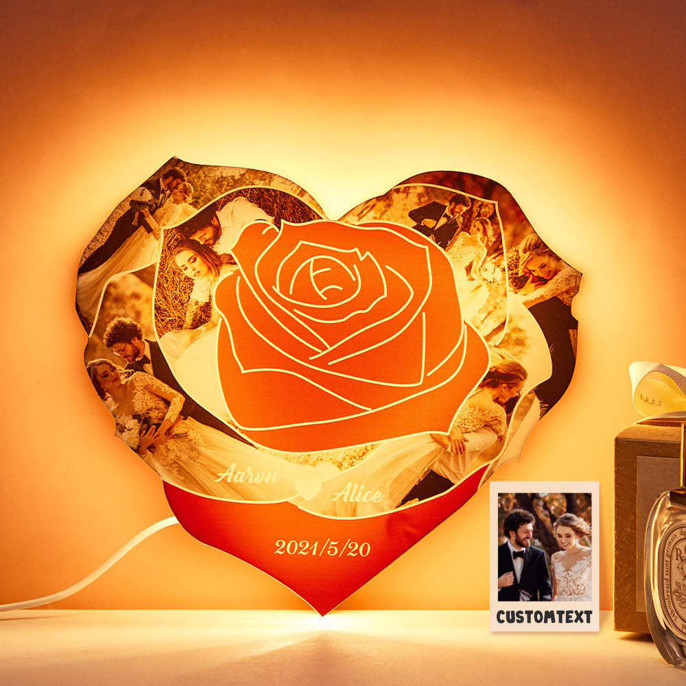 Custom Photo Engraved Night Light Heart Rose Romantic Couple Gifts - myphotowalletau
