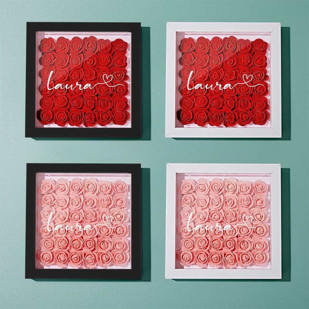 Personalized Flower Shadow Box With 3 Names Mother's Day Gifts for Mom - myphotowalletau
