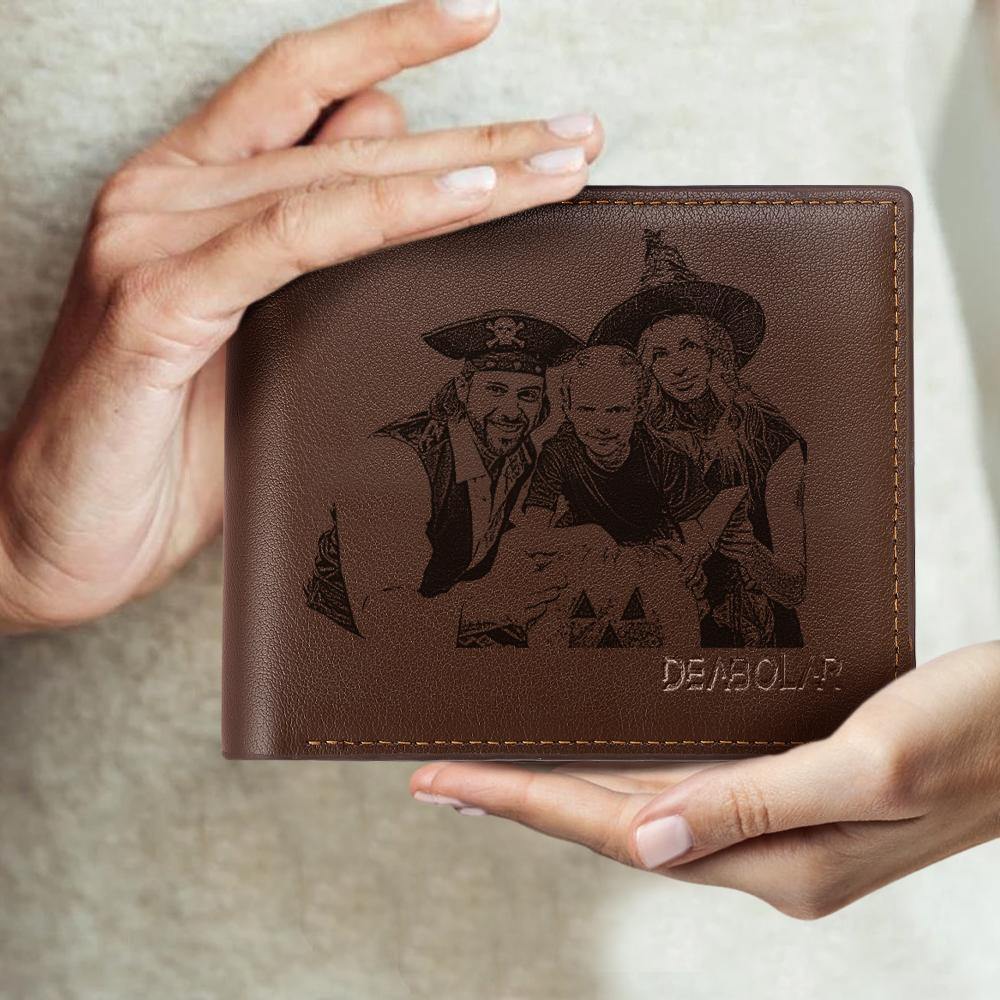 Custom Men's Trifold Photo Wallet Brown - MyPhotoWalletAU