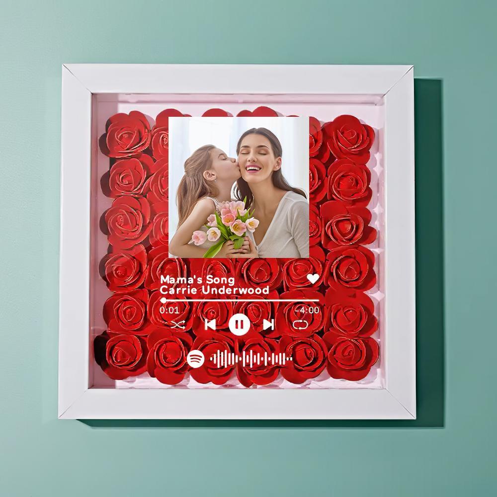 Mother's Day Gift Custom Scannable Spotify Code Photo Music Flower Shadow Box Personalized Flower Shadowbox Frame Gift For Mom - myphotowalletau