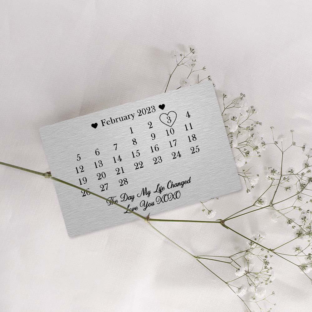 Personalized Wallet Card Day My Life Changed Date Metal Wallet Card Calendar Keepsake Gift
