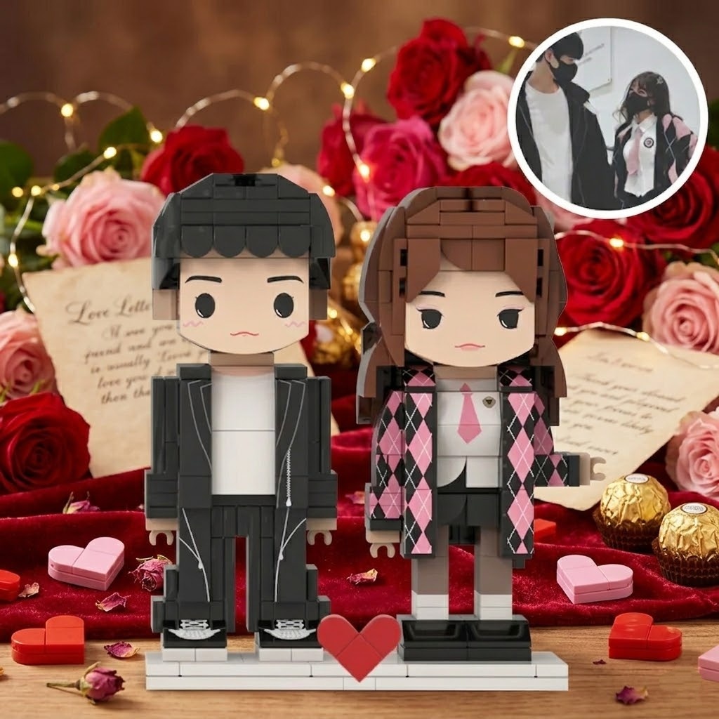 Customizable Fully Body 2 People Custom Brick Figures Persanalized Cute Face Brick Figures Gifts for Her