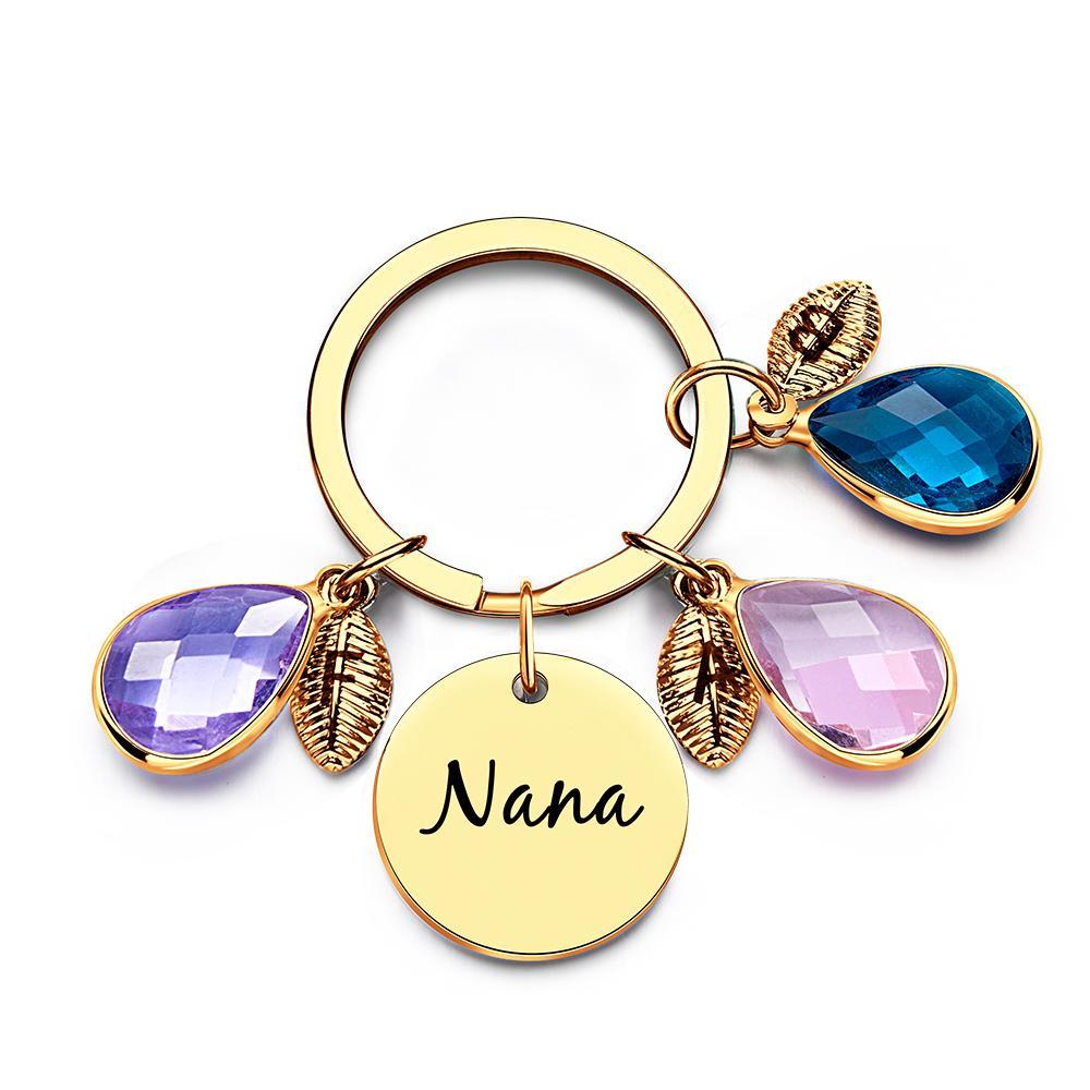 Custom Engraved Birthstone Keychain Leaf Delicate Gifts - myphotowalletau