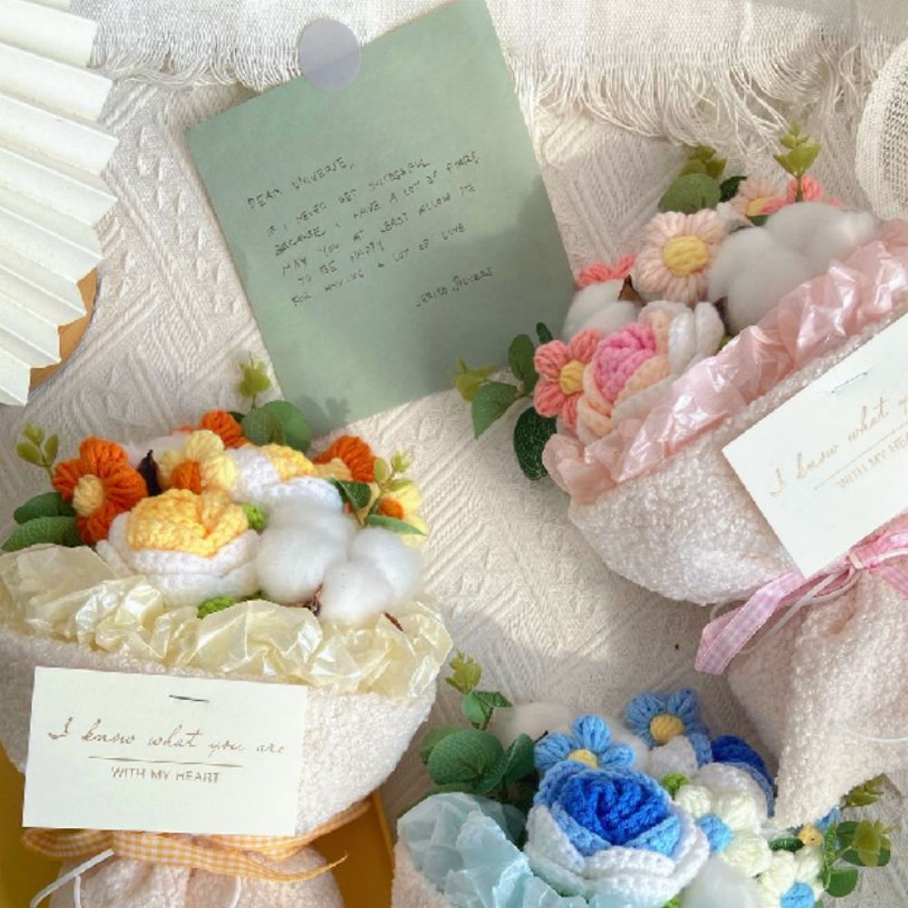 Crochet Flowers Bouquet Handmade Knitted Flowers Bouquet Gift for Her - myphotowalletau