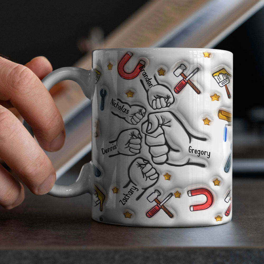 Personalized Custom 3D Inflated Effect Printed Mug Father's Day Gifts for Grandpa and Dad