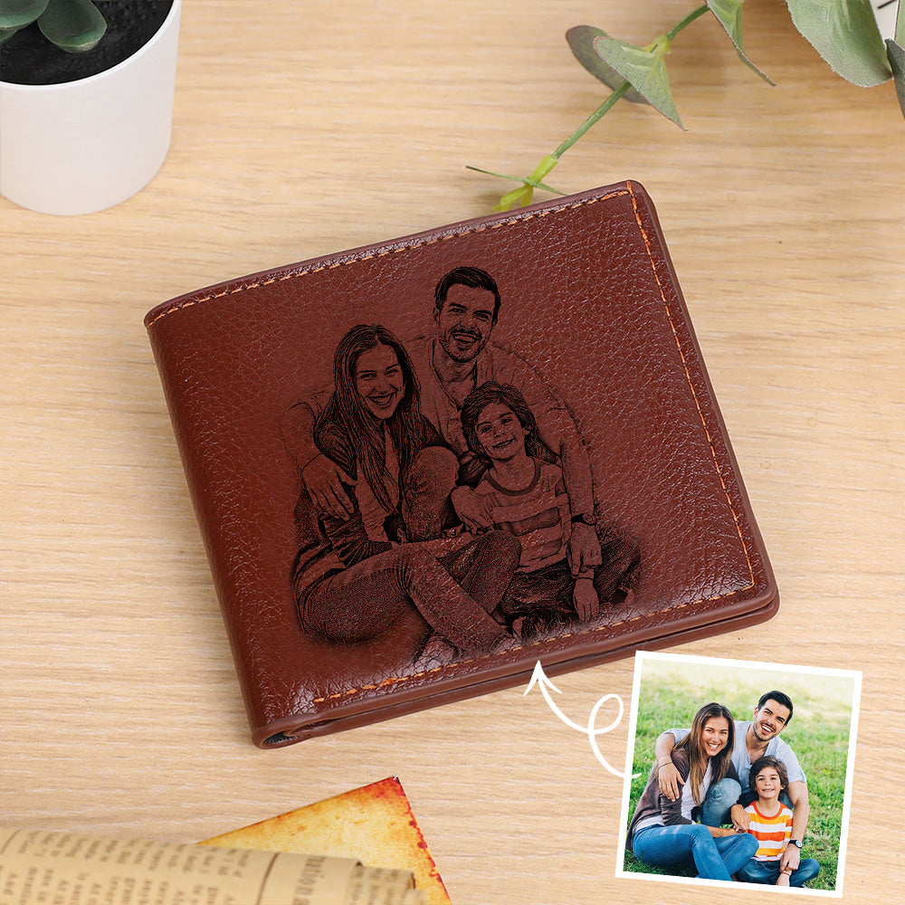 Gifts for Father Personalised Photo Wallets Custom Text Mens Wallet for Men