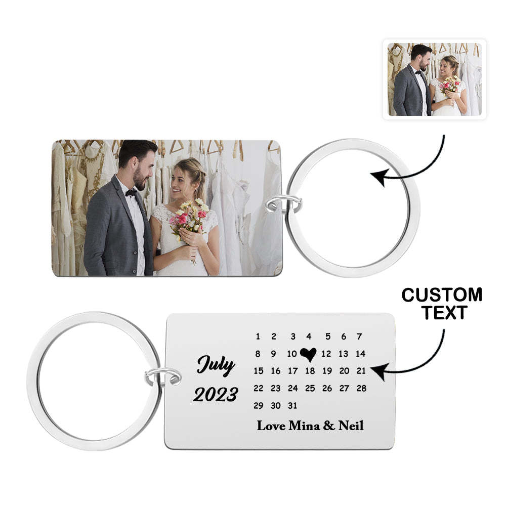 Anniversary Gift Custom Photo Keychain Personalized Calendar Keychain Save the Date Calendar Gift - myphotowalletau