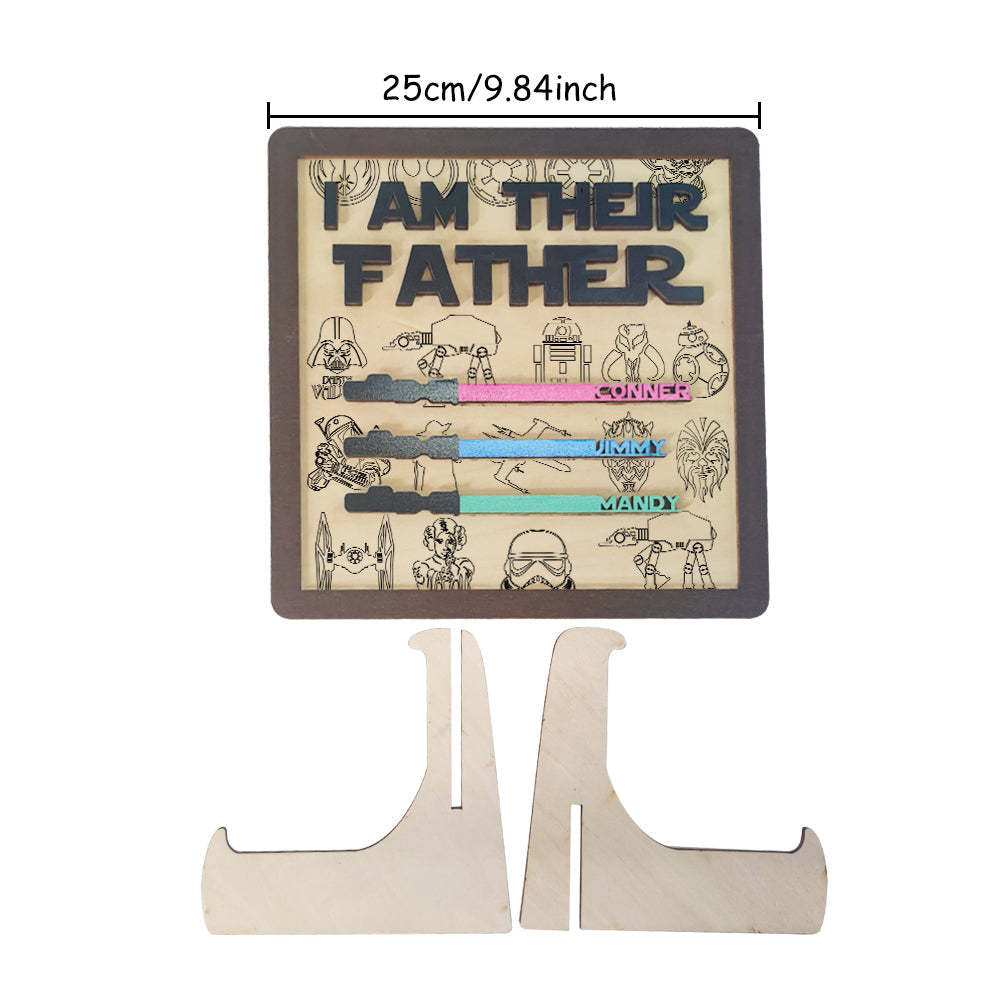 Personalized I Am Their Father Sign Wooden Lightsaber Plaque Father's Day Gifts - myphotowalletau