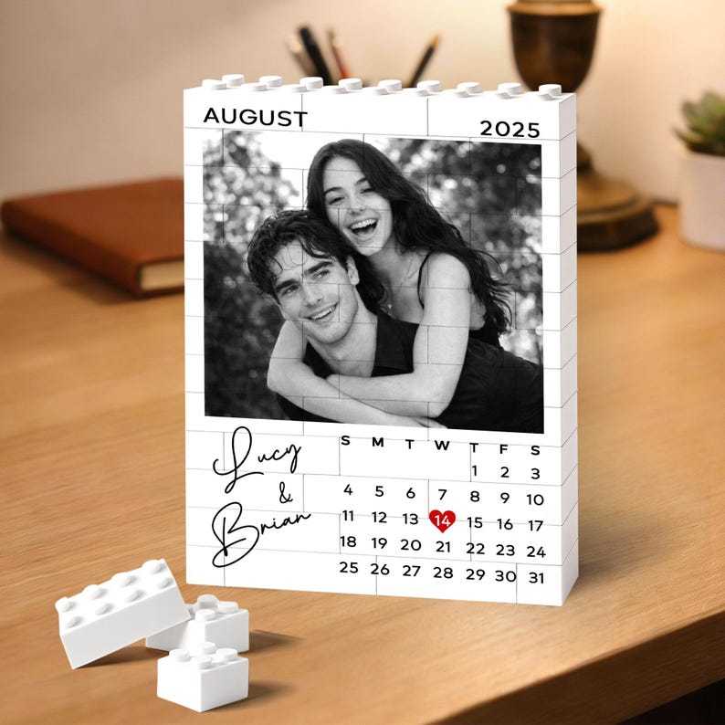 Custom Photo Brick Puzzle Frame – Build Your Love, A Romantic Couple Gift for Valentine’s Day & Anniversaries - 